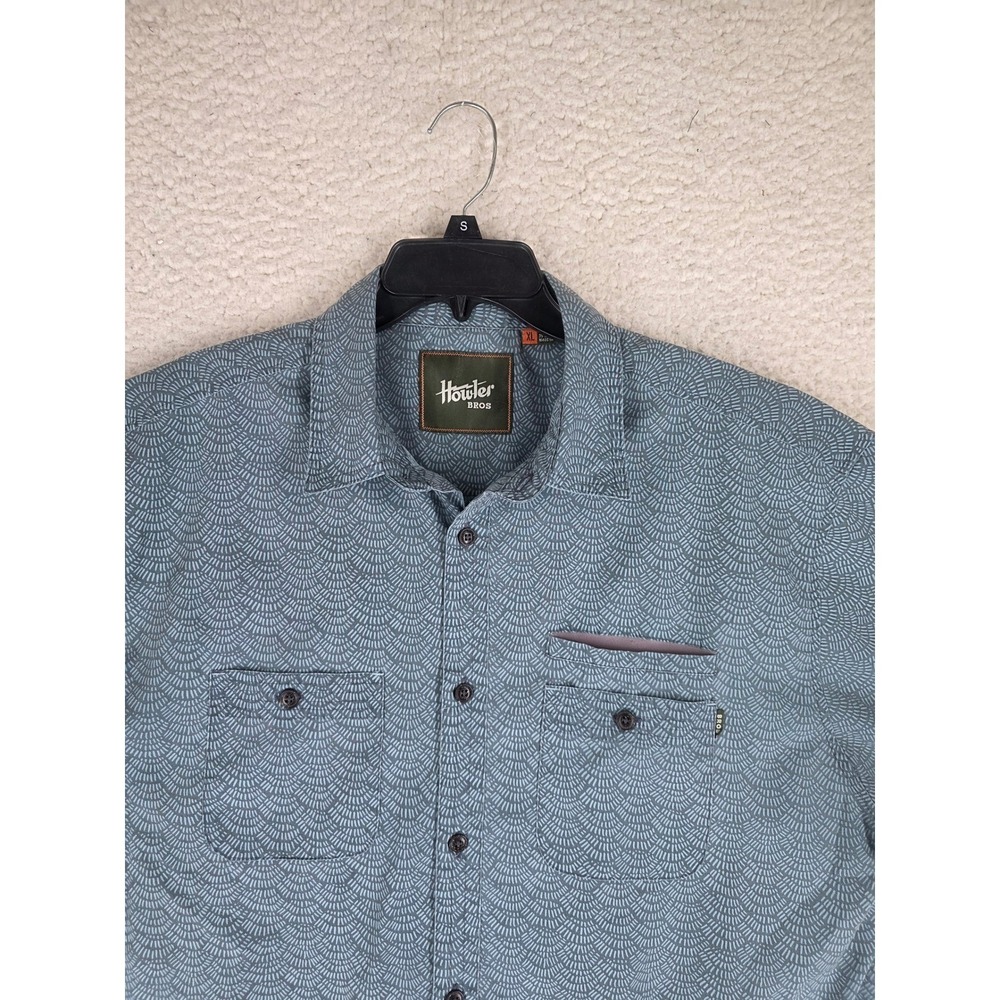 Howler Bros Aransas Shirt Mens XL Blue Geometric Scale Print Button Down SS - Picture 11 of 14